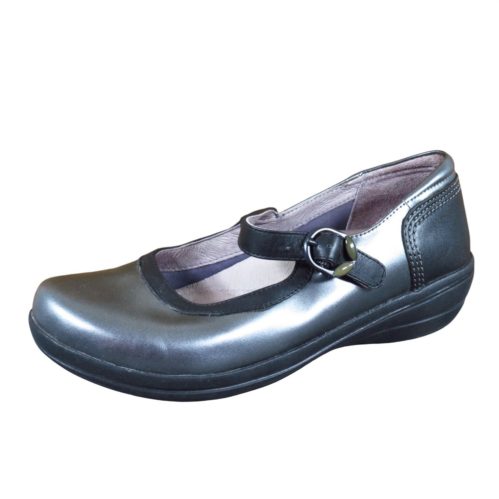 Dansko Misty Womens Mary Jane Shoe Size 37 Work Office Pewter Metallic Leather